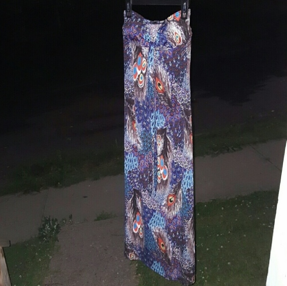 Gorgeous peacock maxi dress large